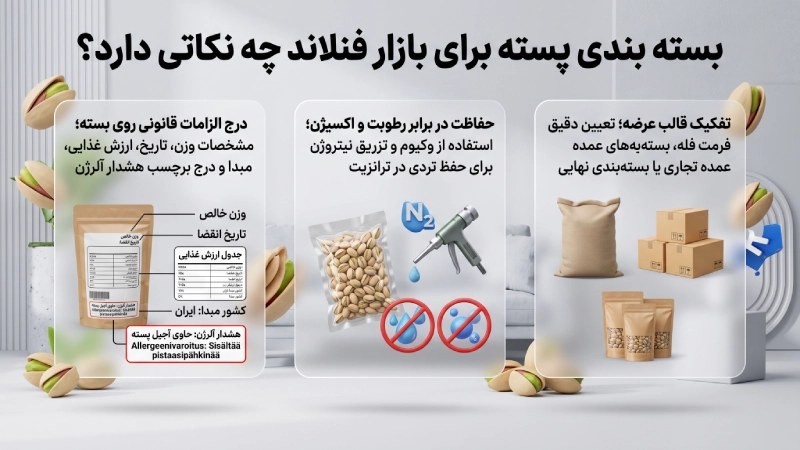 بسته بندی پسته برای بازار فنلاند چه نکاتی دارد