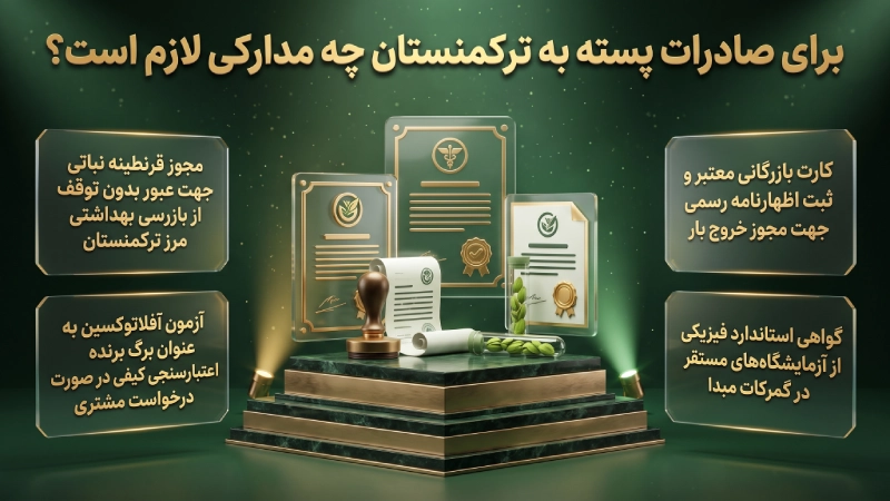 برای صادرات پسته به ترکمنستان چه مدارکی لازم است