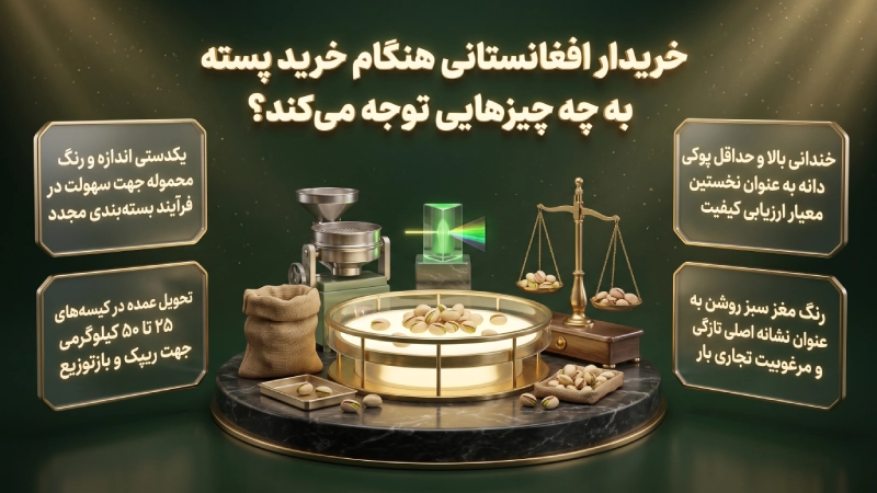 خریدار افغانستانی هنگام خرید پسته به چه چیزهایی توجه میکند؟